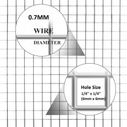 Wire Mesh 7x7mm Holes 22G (1/4"x1/4" inch) 36"High (4FT) 6Meters Glavanised