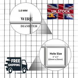 Wire Mesh 25x25mm Holes 19G (1"x 1" inch) 48"High (4FT) 30 Meters Galvanised