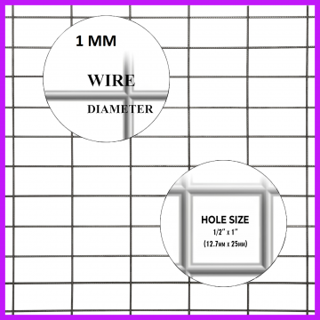 Wire Mesh 13x25mm Holes 19G (1/2"x 1" inch) 36"High (3FT) 30 Meters Galvanised