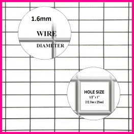 Wire Mesh 25x25mm Holes 16G (1"x 1" inch) 36"High (3FT) 15 Meters Galvanised