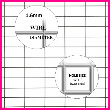 Wire Mesh 25x25mm Holes 16G (1"x 1" inch) 36"High (3FT) 6 Meters Galvanised