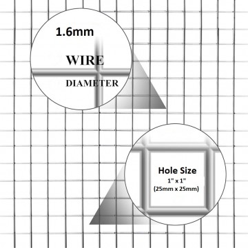 Wire Mesh 7x7mm Holes 22G (1/4"x1/4" inch) 48"High (4FT) 15Meters Glavanised